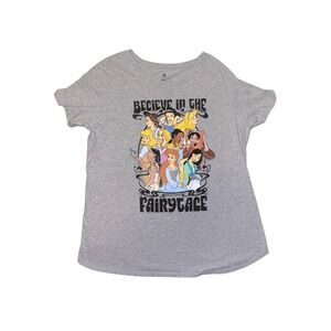 Disney Princess Believe in the Fairy Tale Gray T Shirt Womens XS Short Sleeve